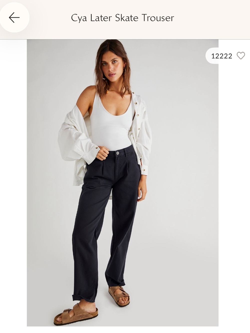Free People Black High-Rise Straight Leg Trousers